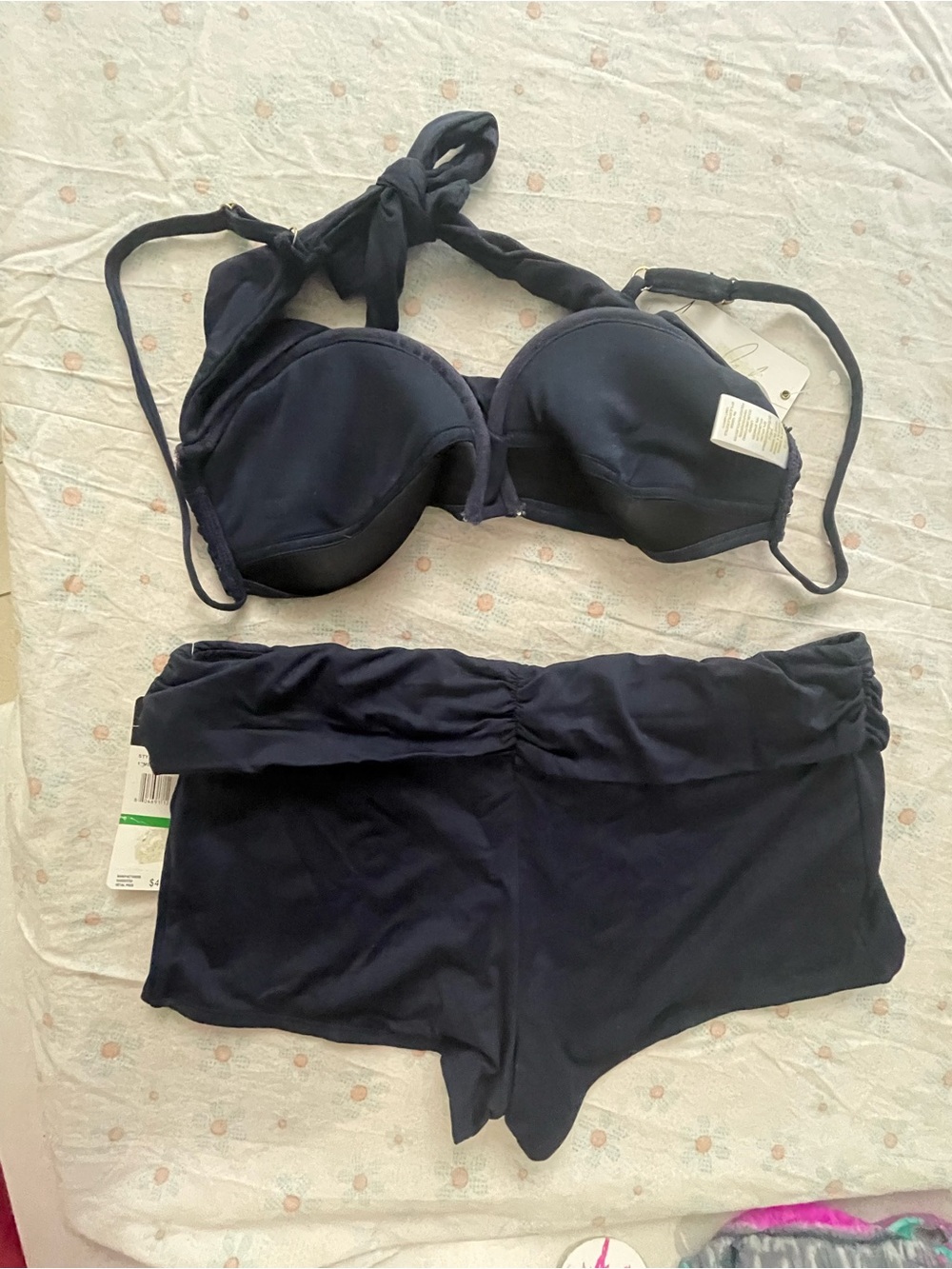 Anne Cole Navy Swim Top & Shorts Set with Tags - Picture 2 of 3